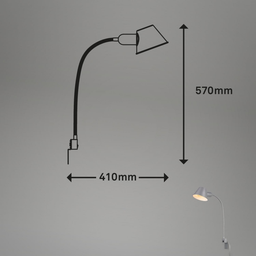 Briloner 2079-014 - Vägg flexible lampa 1xE27/10W/230V silver