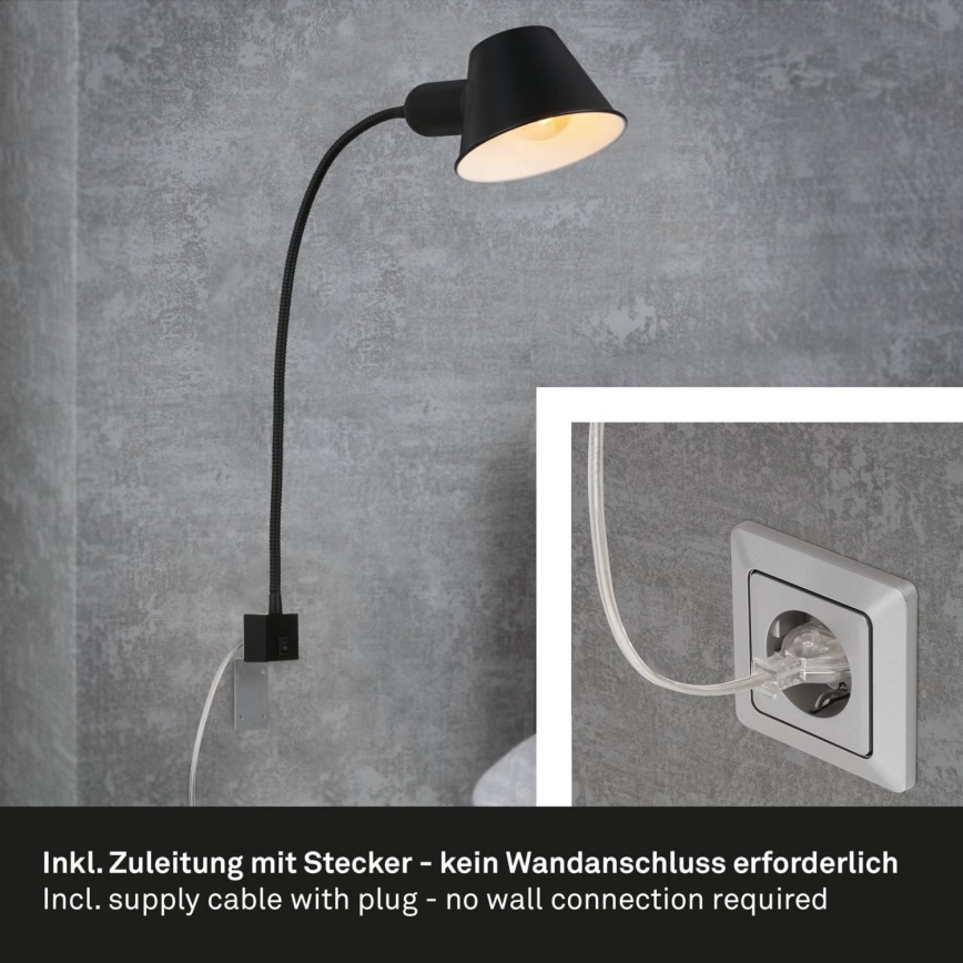 Briloner 2079-015 - Vägg flexible lampa 1xE27/10W/230V svart
