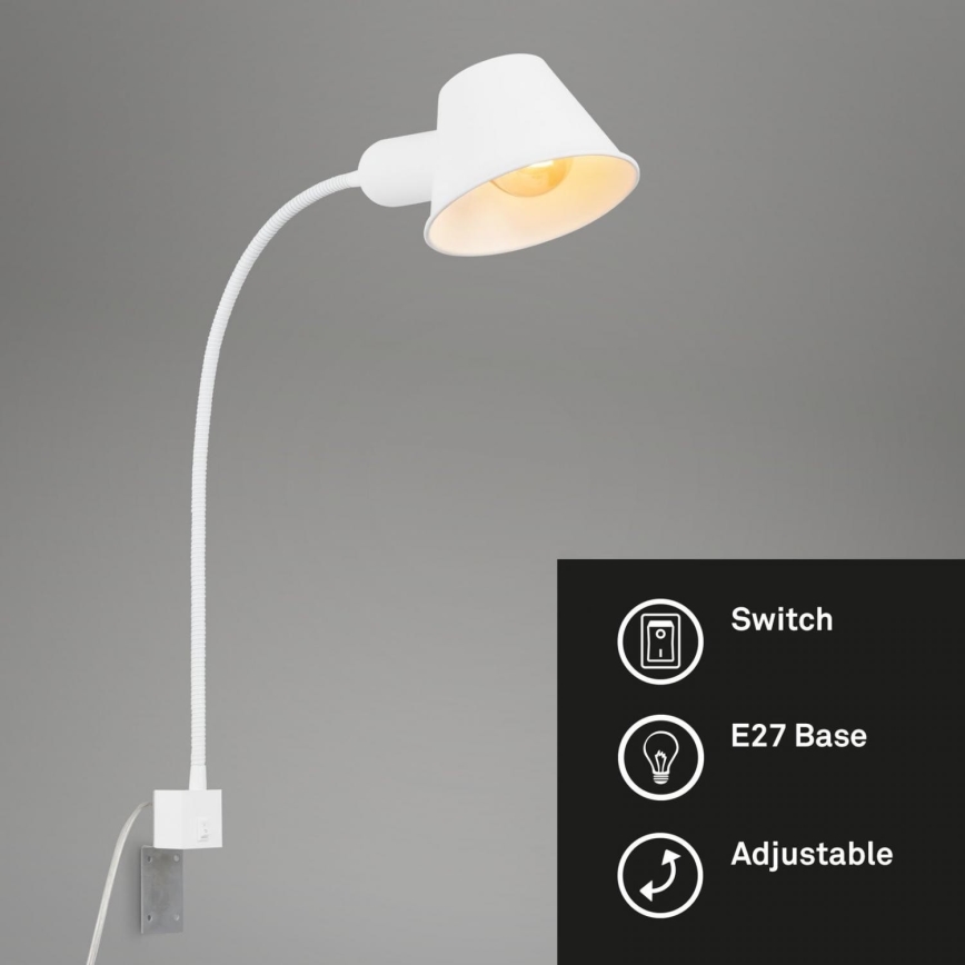 Briloner 2079-016 - Vägg flexible lampa 1xE27/10W/230V vit