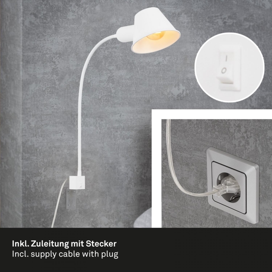 Briloner 2079-016 - Vägg flexible lampa 1xE27/10W/230V vit