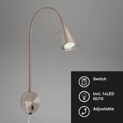 Briloner 2082-012 - LED vägglampa COMFORT LIGHT 1xGU10/5W/230V matt krom
