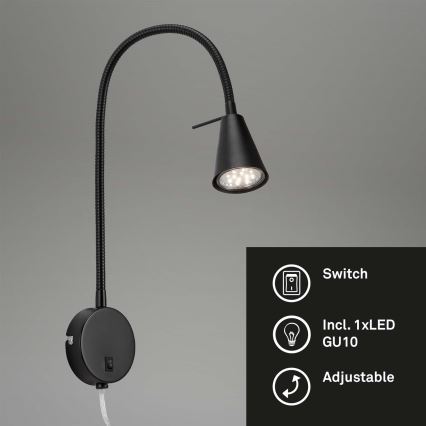 Briloner 2082-015 - LED vägglampa COMFORT LIGHT 1xGU10/5W/230V svart
