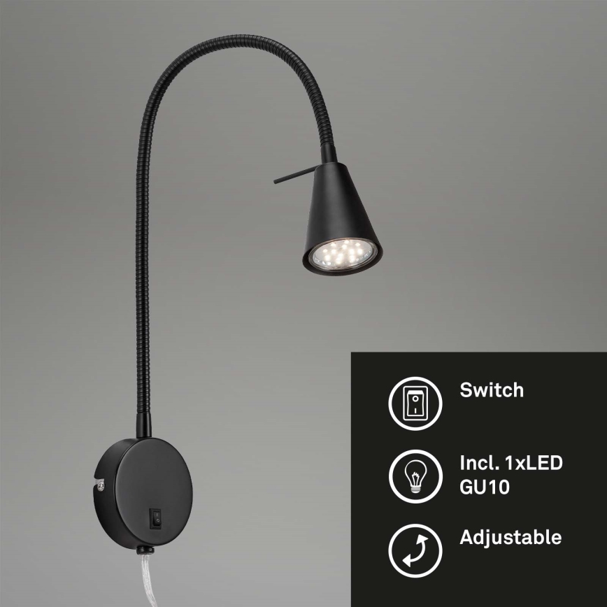 Briloner 2082-015 - LED vägglampa COMFORT LIGHT 1xGU10/5W/230V svart