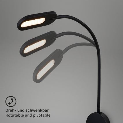 Briloner 2177015 - LED Ljusreglerad flexible wall lampa LED/6W/230V svart