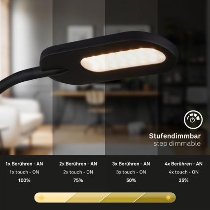 Briloner 2177015 - LED Ljusreglerad flexible wall lampa LED/6W/230V svart