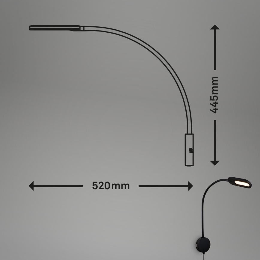 Briloner 2177015 - LED Ljusreglerad flexible wall lampa LED/6W/230V svart