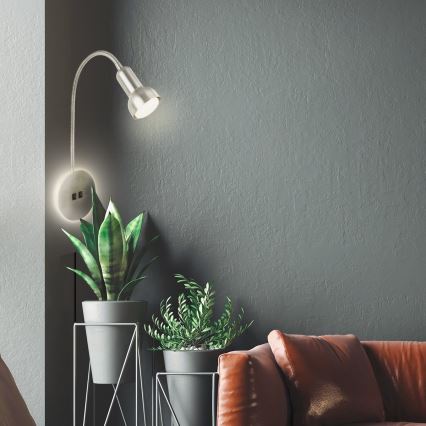 Briloner 2178012 - LED Flexibel vägglampa 1xE14/10W/230V + LED/3W matt krom
