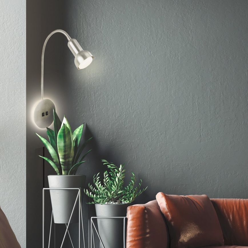 Briloner 2178012 - LED Flexibel vägglampa 1xE14/10W/230V + LED/3W matt krom