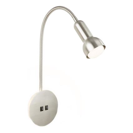 Briloner 2178012 - LED Flexibel vägglampa 1xE14/10W/230V + LED/3W matt krom