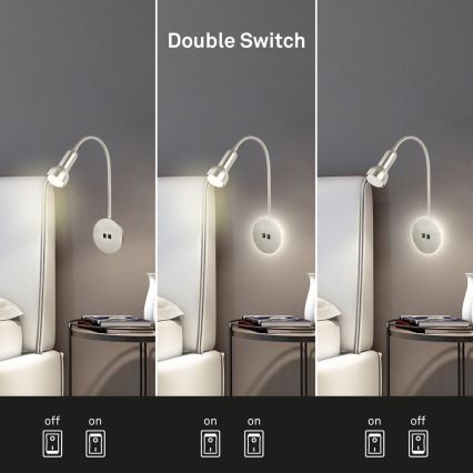 Briloner 2178012 - LED Flexibel vägglampa 1xE14/10W/230V + LED/3W matt krom
