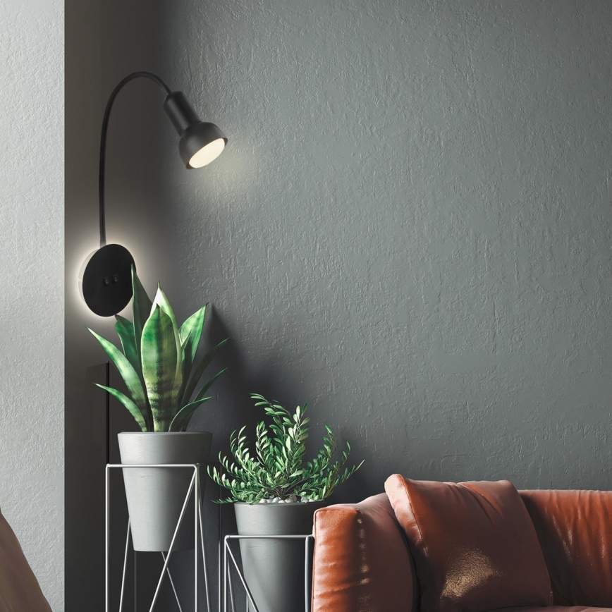 Briloner 2178015 - LED Vägg flexible lampa 1xE14/10W/230V + LED/3W svart