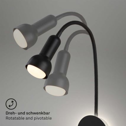Briloner 2178015 - LED Vägg flexible lampa 1xE14/10W/230V + LED/3W svart
