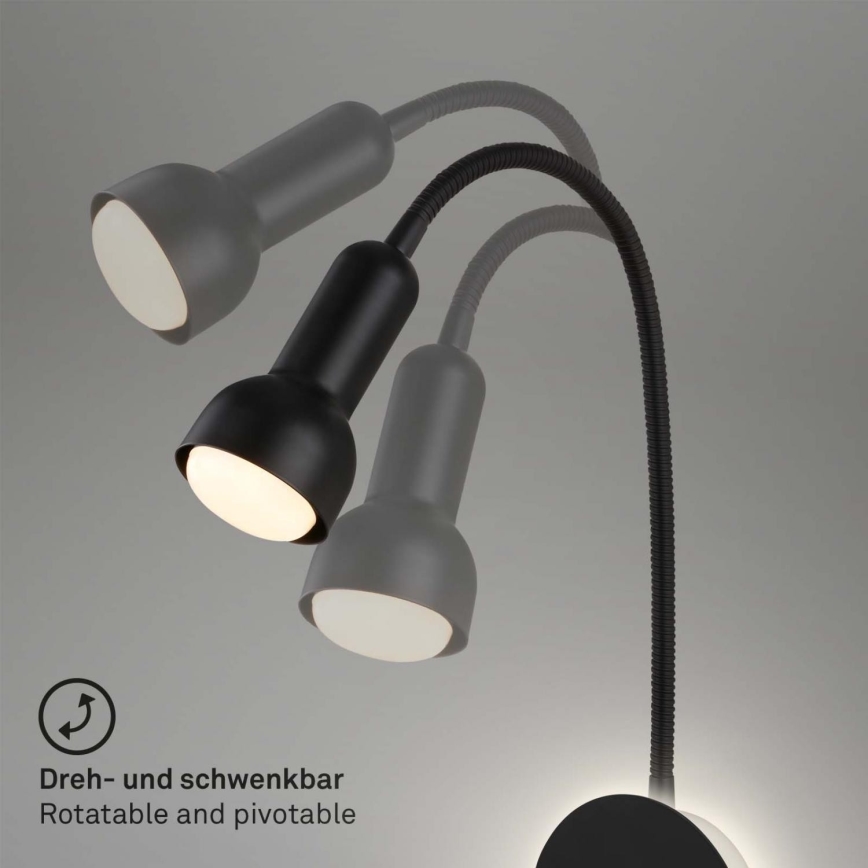 Briloner 2178015 - LED Vägg flexible lampa 1xE14/10W/230V + LED/3W svart