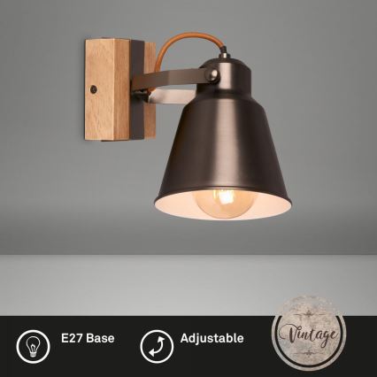 Briloner 2406-014 - Väggspotlight RETRO 1xE27/40W/230V brun