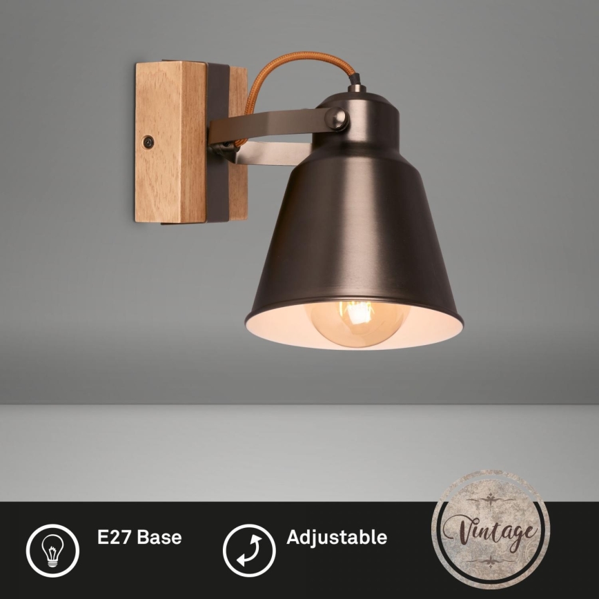 Briloner 2406-014 - Väggspotlight RETRO 1xE27/40W/230V brun
