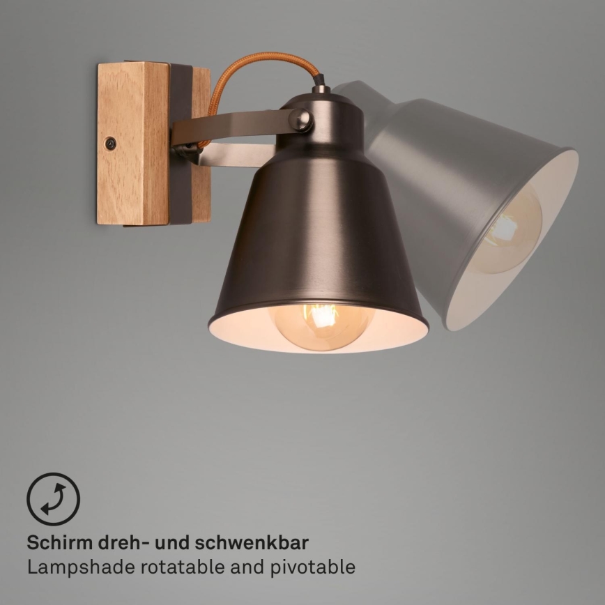 Briloner 2406-014 - Väggspotlight RETRO 1xE27/40W/230V brun