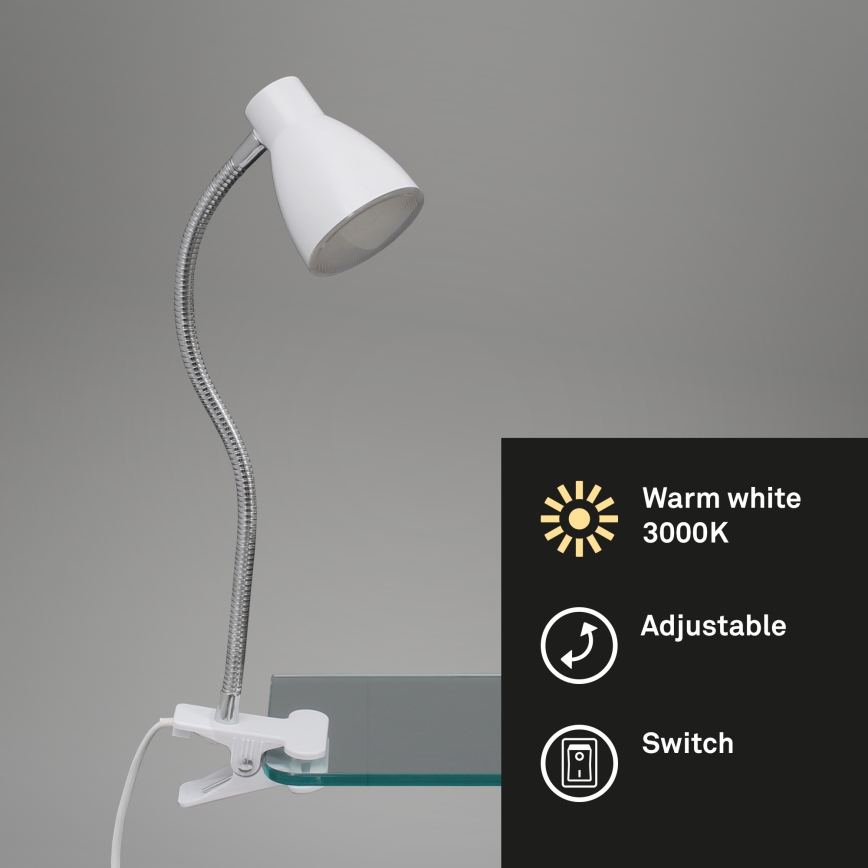 Briloner 2615-016P - LED-lampa med klämma GRIP LED/2,5W/230V vit