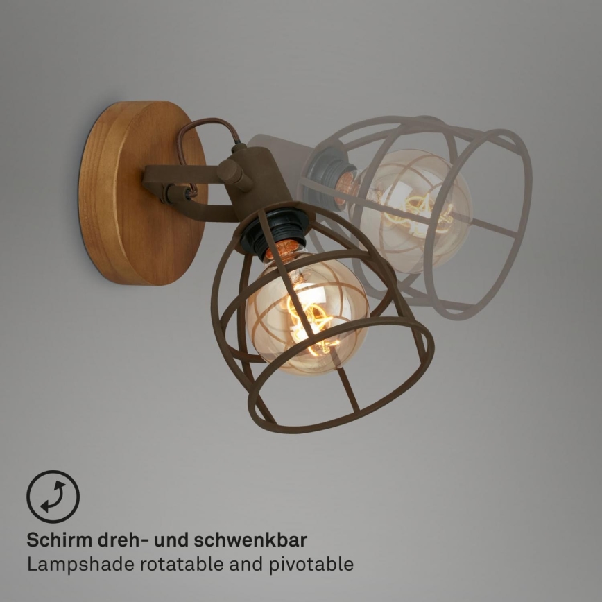 Briloner 2670-014 - Väggspotlight RETRO 1xE27/25W/230V brun