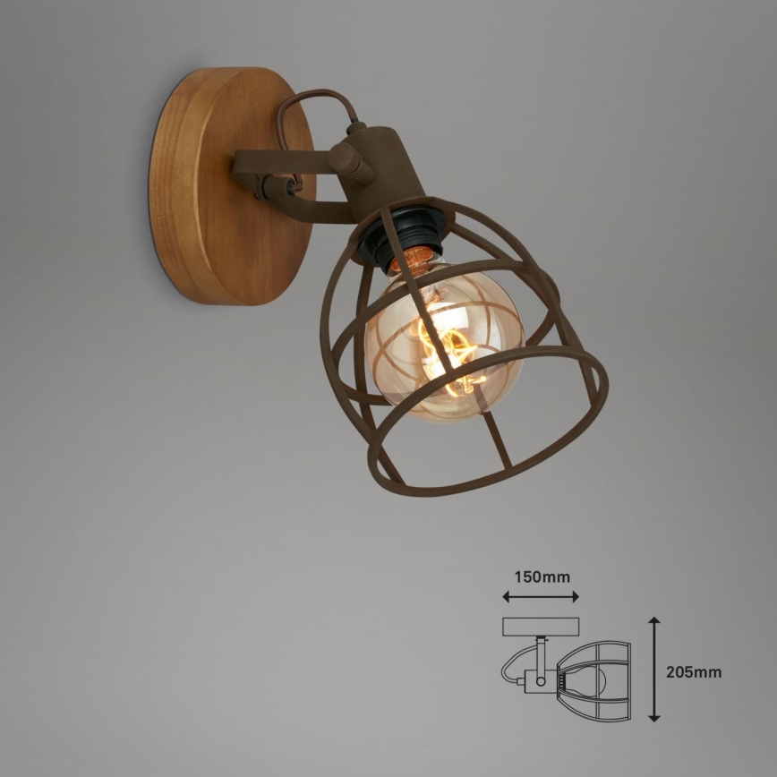 Briloner 2670-014 - Väggspotlight RETRO 1xE27/25W/230V brun