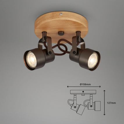 Briloner 2872-025R - LED spotlight SPOTLIGHT 2xGU10/5W/230V brun