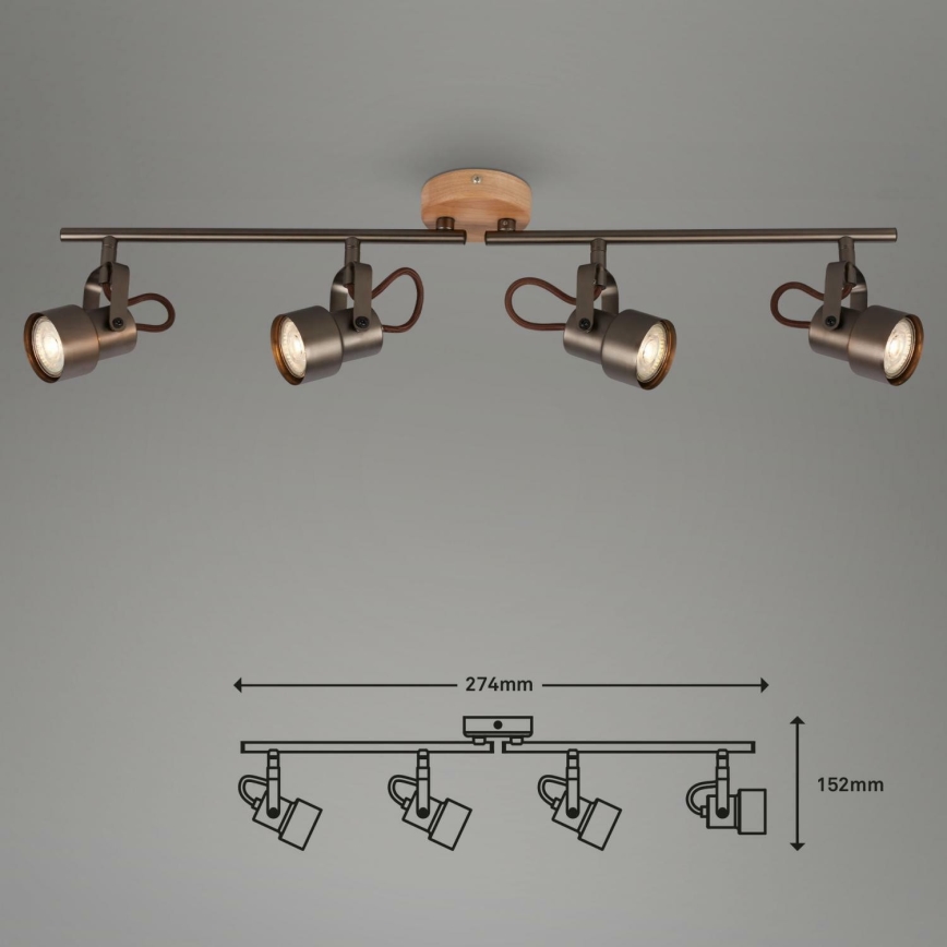 Briloner 2872-045 - LED spotlight TAHUN 4xGU10/5W/230V 3000K brun
