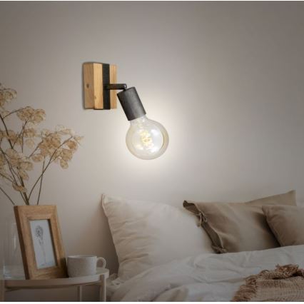 Briloner 2900-011 - Väggspotlight WOOD BASIC 1xE27/25W/230V