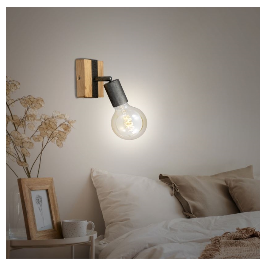 Briloner 2900-011 - Väggspotlight WOOD BASIC 1xE27/25W/230V
