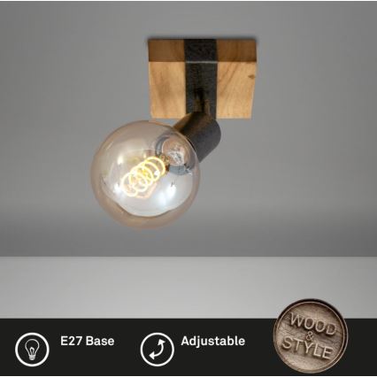 Briloner 2900-011 - Väggspotlight WOOD BASIC 1xE27/25W/230V