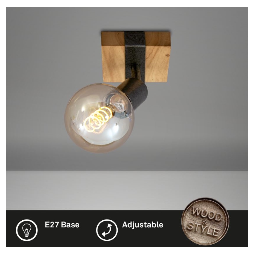 Briloner 2900-011 - Väggspotlight WOOD BASIC 1xE27/25W/230V