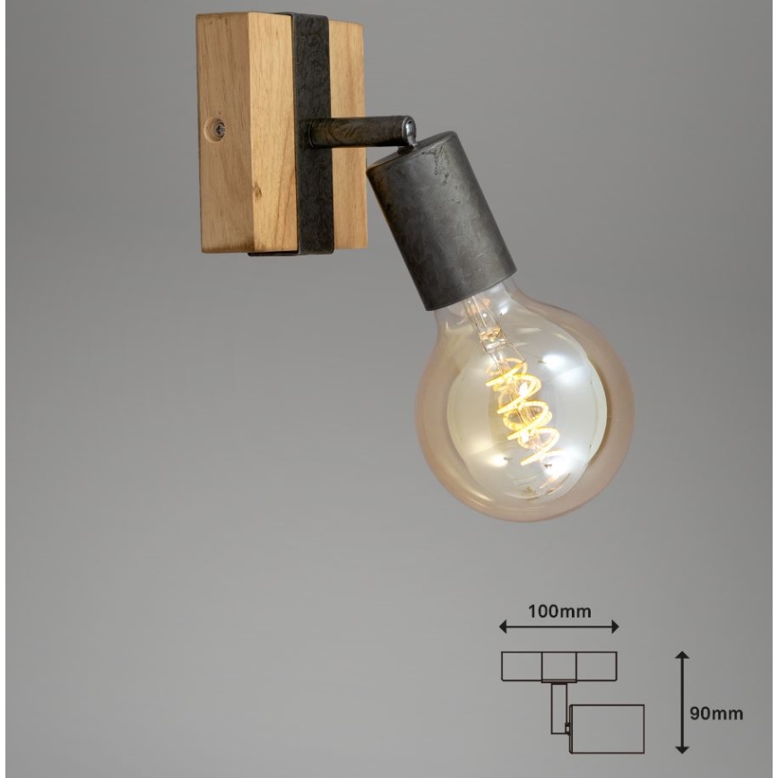 Briloner 2900-011 - Väggspotlight WOOD BASIC 1xE27/25W/230V