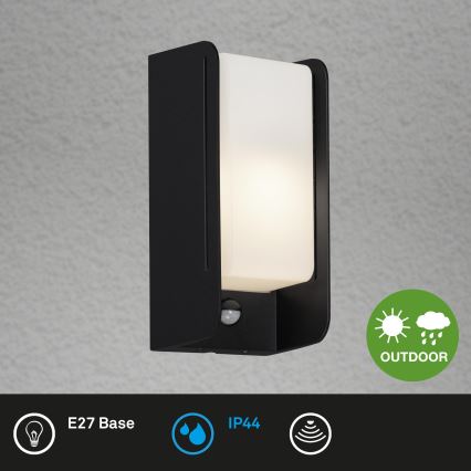 Briloner 3017-015 - Utomhus vägglampa med sensor 1xE27/12W/230V IP44