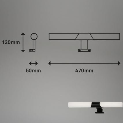 Briloner 3113-115 - Badrumsspegel med LED-belysning LED/12W/230V IP44 47 cm svart