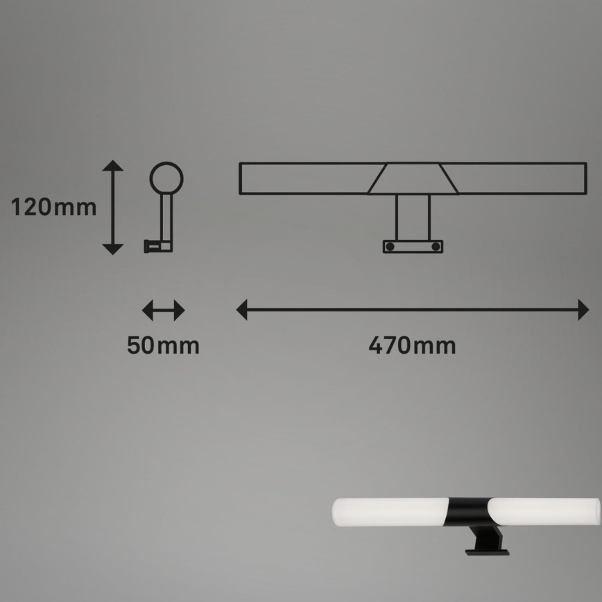 Briloner 3113-115 - Badrumsspegel med LED-belysning LED/12W/230V IP44 47 cm svart