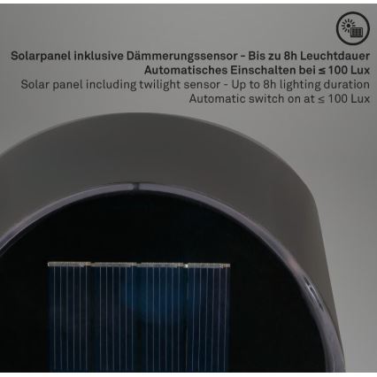 Briloner 3133015 - LED solcell väggbelysning LED/2W/3,7V IP44 3000K