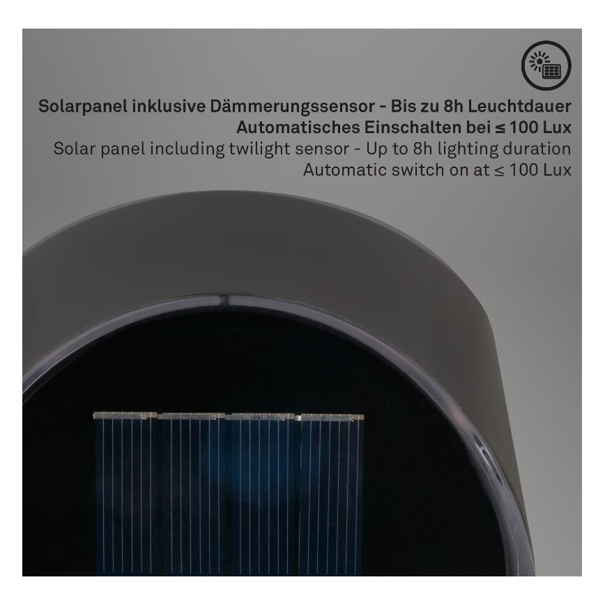 Briloner 3133015 - LED solcell väggbelysning LED/2W/3,7V IP44 3000K