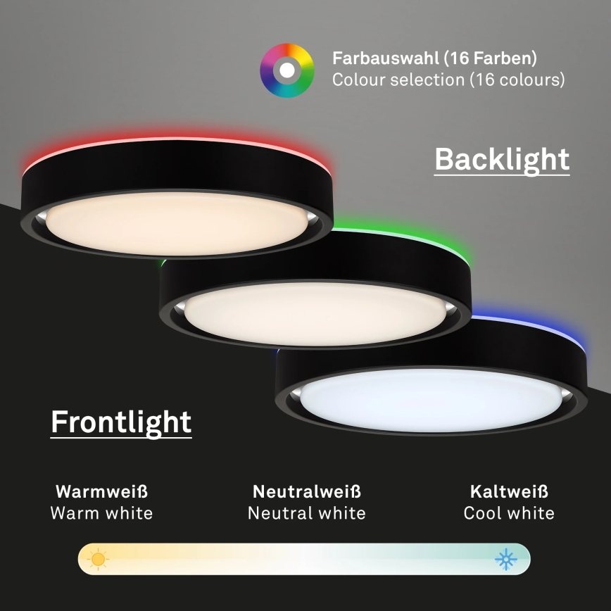 Briloner 3227-015 - LED RGB dimbar taklampa med sensor TALENA LED/24W/230V svart + fjärrkontroll