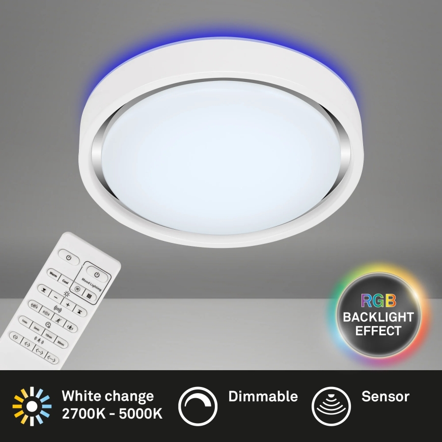 Briloner 3227-016 - LED RGB Ljusreglerad belysning med sensor TALENA LED/24W/230V vit + fjärrkontroll