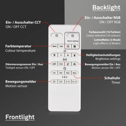 Briloner 3227-016 - LED RGB Ljusreglerad belysning med sensor TALENA LED/24W/230V vit + fjärrkontroll
