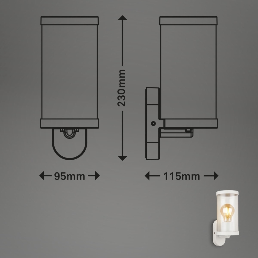 Briloner 3600-016 - Vägglampa för utomhusbruk KAIRO 1xE27/12W/230V IP44 vit