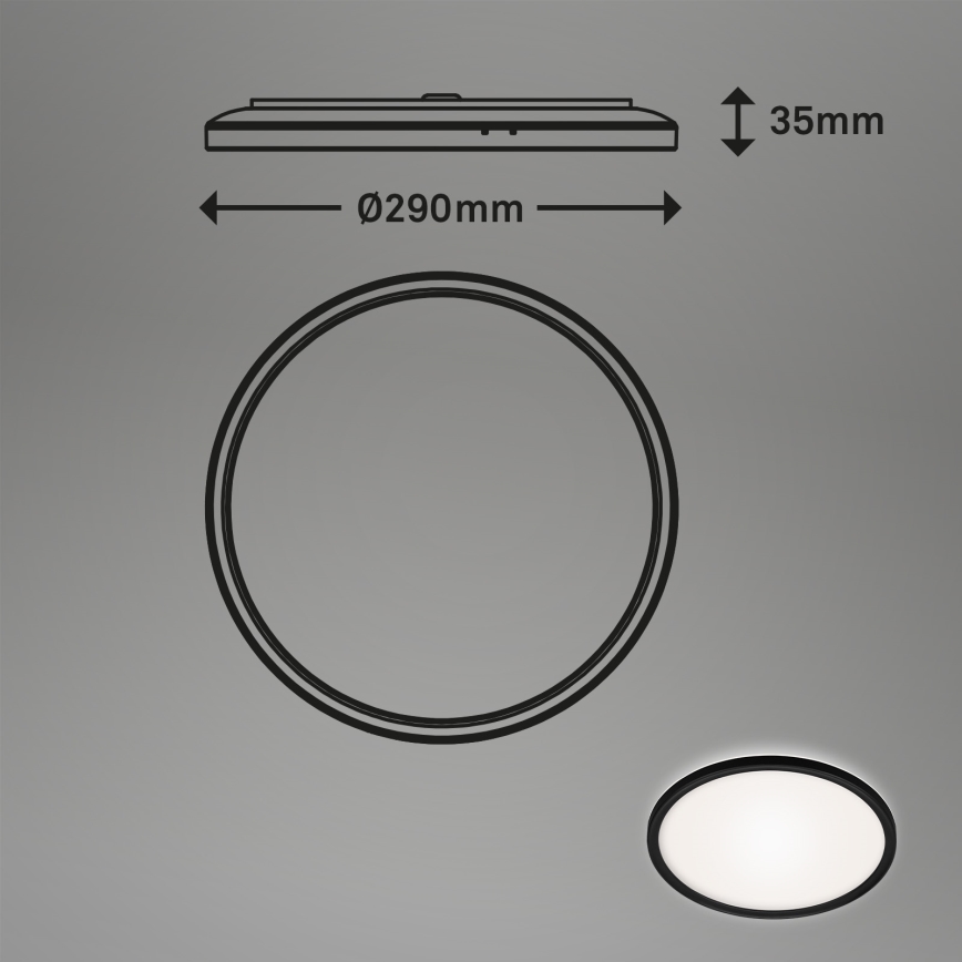 Briloner 3642-415 - LED taklampa för badrum SLIM LED/19W/230V diameter 29 cm IP44 svart