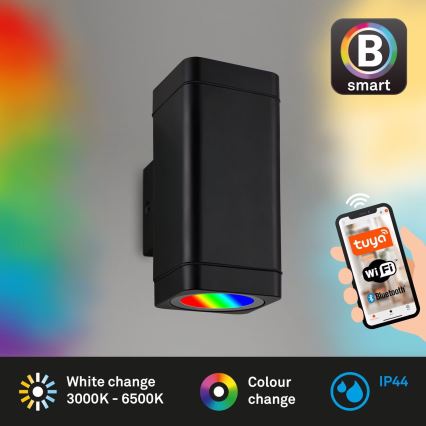 Briloner 3675-025 - LED RGBW Dimbar vägglampa utomhus 2xLED/8,5W/230V 3000-6500K Wi-Fi Tuya IP44 svart