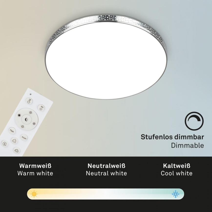 Briloner 3679-018 - LED RGB Ljusreglerad vägglampa för badrum MAGA LED/18,5W/230V 3000-6500K diameter 35,5 cm + fjärrkontroll