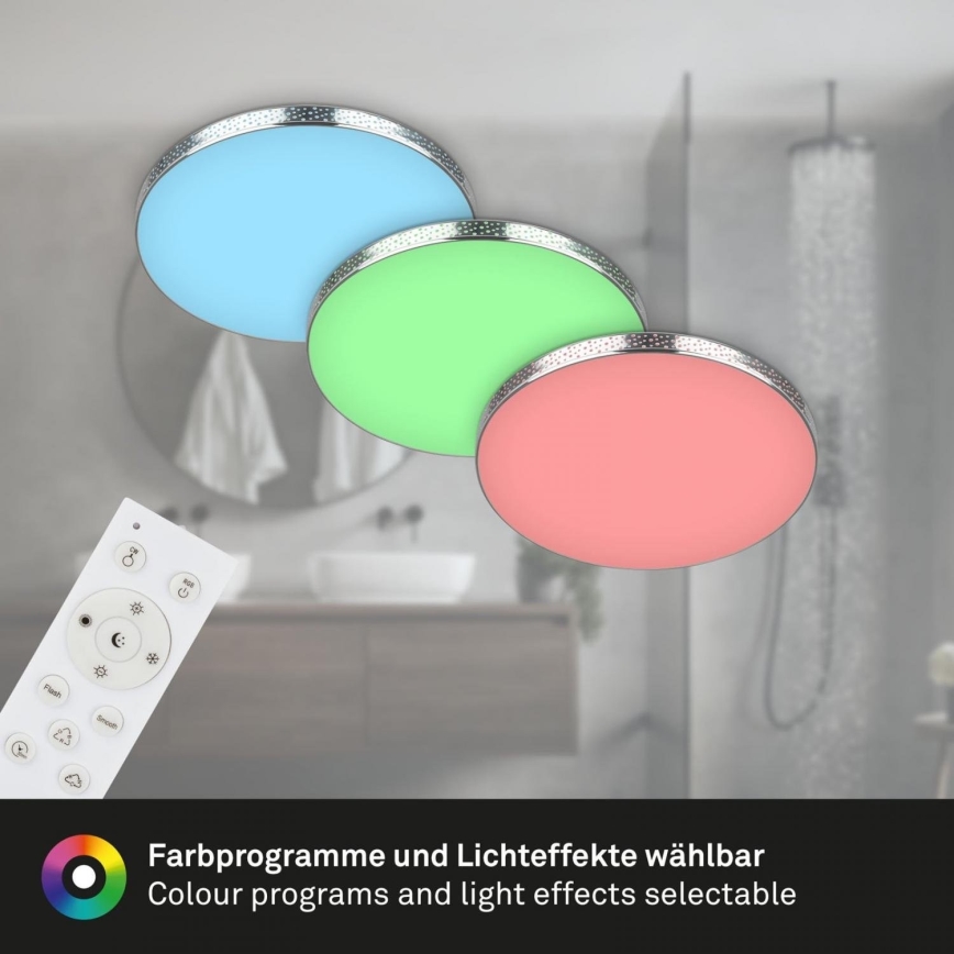 Briloner 3679-018 - LED RGB Ljusreglerad vägglampa för badrum MAGA LED/18,5W/230V 3000-6500K diameter 35,5 cm + fjärrkontroll
