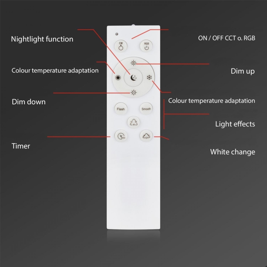 Briloner 3679-018 - LED RGB Ljusreglerad vägglampa för badrum MAGA LED/18,5W/230V 3000-6500K diameter 35,5 cm + fjärrkontroll