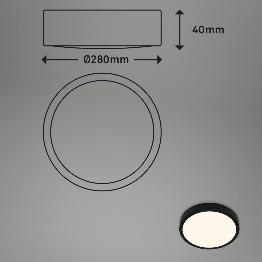 Briloner 3700-015 - LED taklampa RUNA LED/16W/230V 3000K diameter 28 cm svart