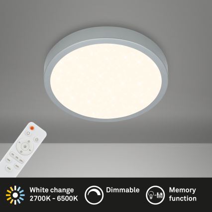 Briloner 3701-014 - LED Dimbar taklampa RUNA LED/18W/230V 2700-6500K silver + fjärrkontroll