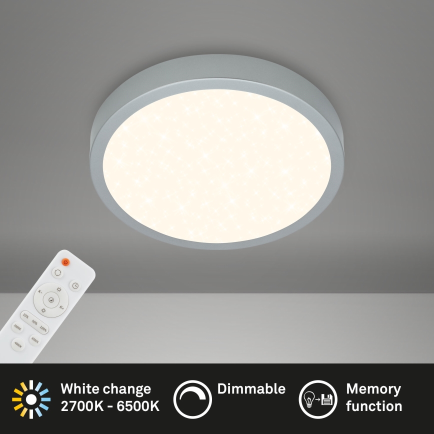 Briloner 3701-014 - LED Dimbar taklampa RUNA LED/18W/230V 2700-6500K silver + fjärrkontroll