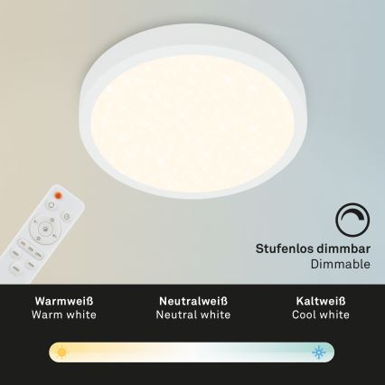 Briloner 3701-016 - LED Dimbar taklampa RUNA LED/18W/230V 2700-6500K vit + fjärrkontroll