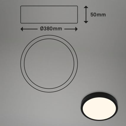 Briloner 3703-015 - LED taklampa RUNA LED/24W/230V 3000K diameter 38 cm svart