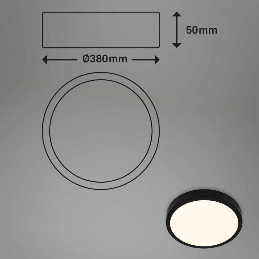 Briloner 3703-015 - LED taklampa RUNA LED/24W/230V 3000K diameter 38 cm svart